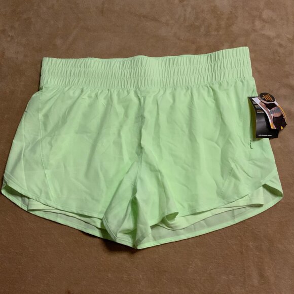NWT Avia Women's Running Shorts Size 2XL Lime Green W/Bike Liner Side Zip Pocket - Picture 1 of 6